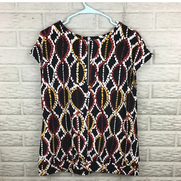 Worthington geometric print top exposed zipper - Picture 4 of 7